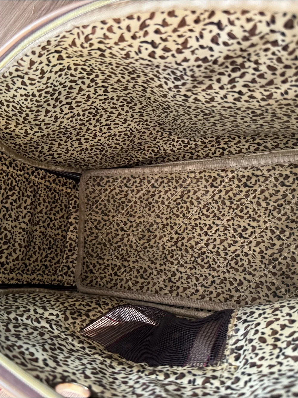 Pet carrier: Classic Patterned Travel Duffel Bag in Dark Brown and Cream